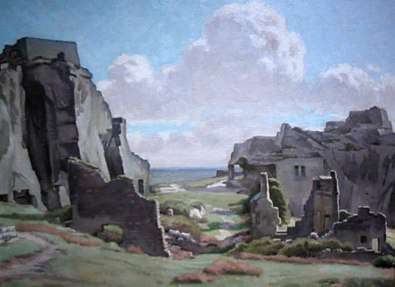 Corfe Castle, Dorset, oil on canvas, signed.
