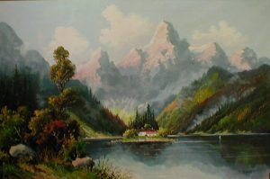Mountain landscape, oil on canvas, signed.