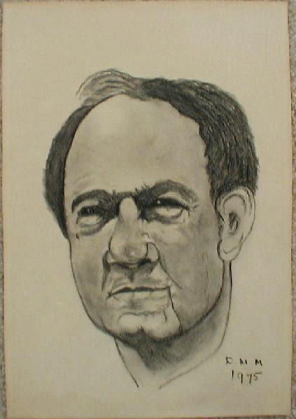 Portrait of Karl Malden, graphite on paper, signed/dated 1975.