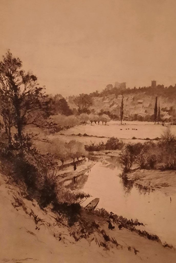 Guilford from St. Catherine's, mezzotint, pencil signed.