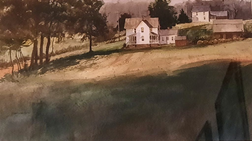 An Illinois Farm, watercolor, signed.