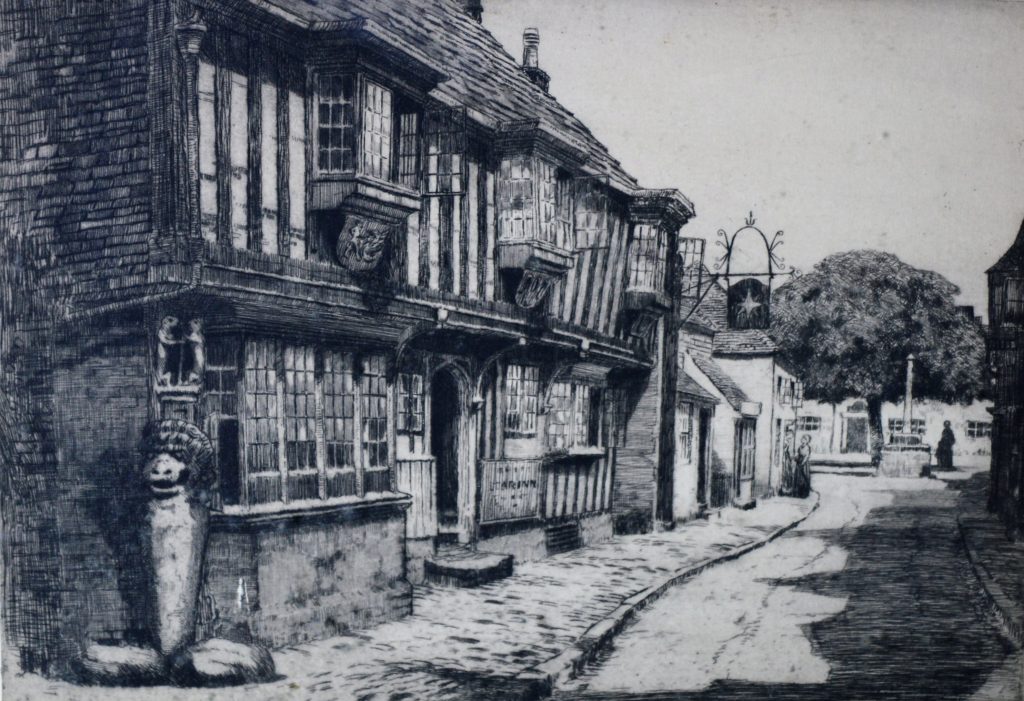 The Star Inn, Alfreston, Sussex, etching, unframed.