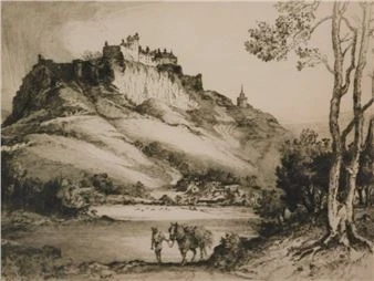 A view of Stirling Castle – Scotland, etching, pencil signed.